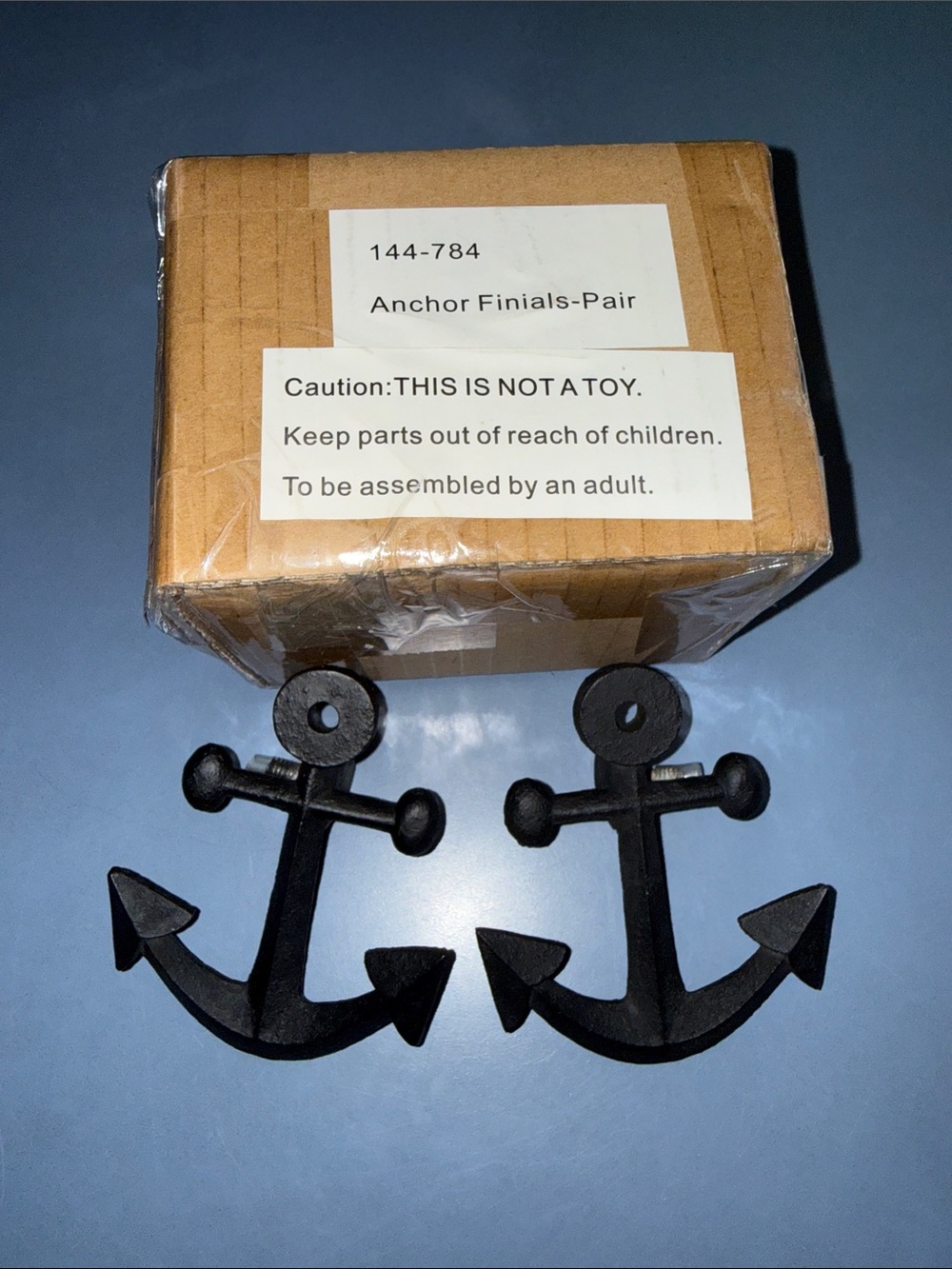 The Land of Nod Black Anchor Finials-2 Pair (one set unpackaged, second in box)